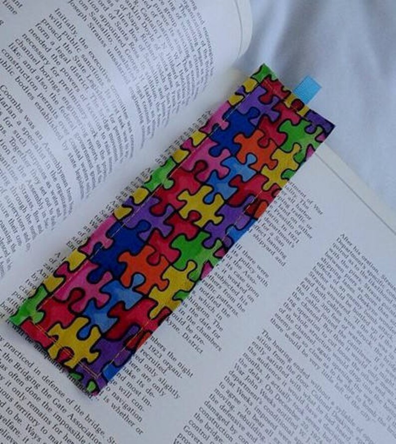 Puzzle Bookmark / Fabric Bookmark / Puzzle / Rainbow Puzzle / Etsy