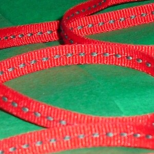 Red Ribbon / Green Stitches 1/4 X 10 yards image 2