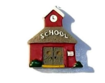 SCHOOL House Buttons / Back to School / Teacher Gift