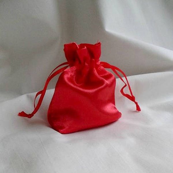 Red Satin Bags / Set of 10 / Jewelry Bags / Gift Bags / Valentines Day Gift Bag  Wedding Satin Gift Bags