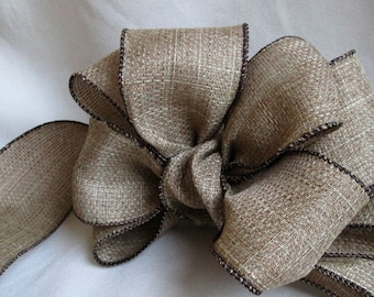 Burlap Wire Ribbon / Faux Burlap / 2.5" X 12 Feet