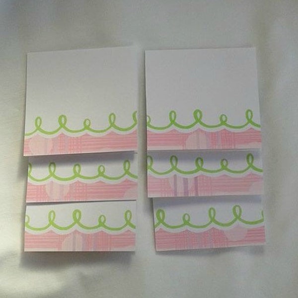 Spring Notes / Gift Tags / Pink and Green Notes- Set of 6