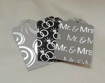 Black and Silver Wedding Gift Tag Set of 6