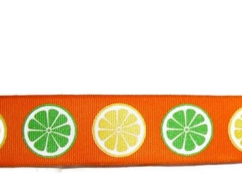 Orange with Lemon and Lime Grosgrain Wire Ribbon...1 1/2" X 12 Feet