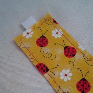 Ladybugs Bookmark / Fabric Bookmark / White Daisy / Ladybug / Spring Yellow / Bookmark