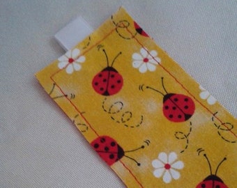 Ladybugs Bookmark / Fabric Bookmark / White Daisy / Ladybug / Spring Yellow / Bookmark