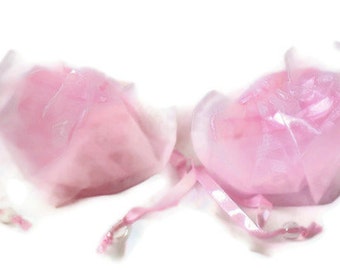 Light Pink Heart Organza Bags - Set of 10