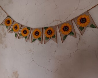 Rustic Sunflower Garland / Sunflowers / Spring / Sunflower Banner / Summer Garland