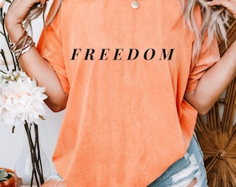 Freedom T-shirt met print: comfortkleuren vintage T-shirt