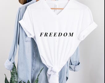 Freedom-shirt met V-hals: Patriotic Quote, tanktop van katoenmix