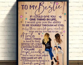Impresión vintage de regalo de mejor amiga: póster de arte mural mate sin marco