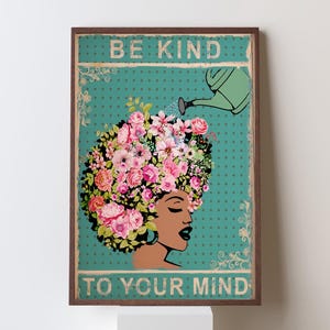 Self Care Poster – Be Kind to Your Mind Affirmation Print, Positive Mental Health Wall Art for Bedroom or Office