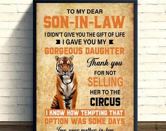 Póster de pared con texto "A mi querido yerno" para decoración del hogar