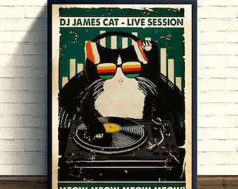 Plakat ścienny DJ Tuxedo Cat z sesją na żywo "Podnieś łapy"