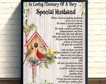 Poster In Loving Memory of a Special Husband: vintage muurkunstafdruk