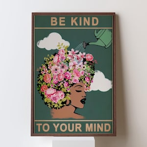 Be Kind to Your Mind Quote Poster – Motivational Wall Art, Mindfulness Decor, Encouragement Print