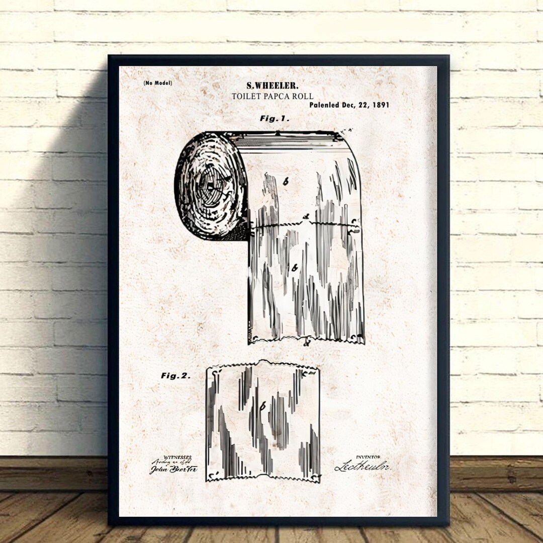 Vintage 1891 Toilet Paper Patent Print: Retro Bathroom Wall Art - Etsy