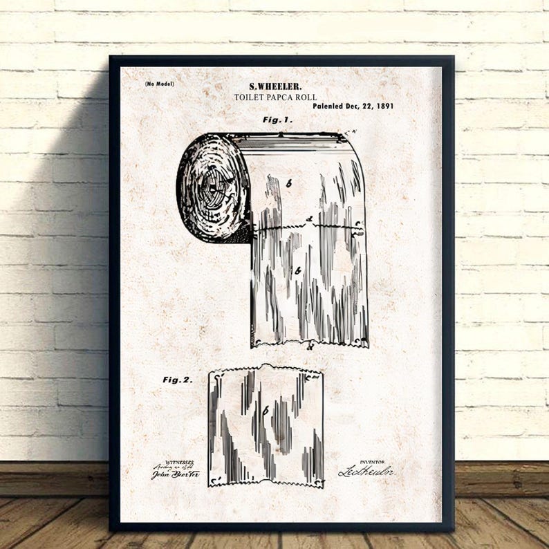 Vintage 1891 Toilet Paper Patent Print: Retro Bathroom Wall Art - Etsy