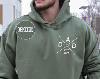 Embroidered Custom Dad Hoodie, Dad Pocket Sweatshirt, Personalized Dad Gift, Father's Day Sweater, Christmas Gift For Dad, New Dad Gift
