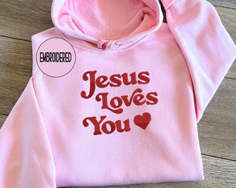 Embroidered Love Like Jesus Sweatshirt, Christian Sweater, Inspirational Crewneck, Christmas Gift