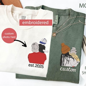 EMBROIDERED Custom Photo Comfort Colors® Shirt, Custom embroidered photo shirt, Christmas Gift embroidered tshirt, Custom embroidered photo