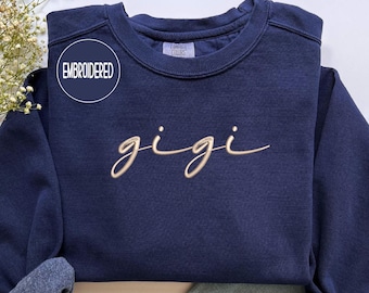 Embroidered Gigi Sweatshirt: Personalized Grandma Crewneck, Custom Thread Colors