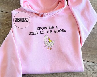 Embroidered Silly Goose Pregnancy Sweatshirt , Expecting Mom Gift , Funny Pregnancy Announcement