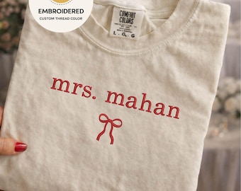 Embroidery Mrs. Comfort Colors® Shirt, Bride Gift, Wedding shirt, Engagement gift, Bachelorete party tee, Personalized Bride Tee