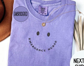 EMBROIDERED Emergency Nurse Comfort Colors® Shirt Emergency Department Emergency Medicine Emergency Tee