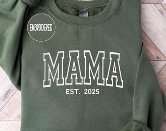 EMBROIDERED Mama Sweatshirt, Christmas gift mama Crewneck, Personalized Sweatshirt, Trendy Crewnecks for Mama, Mom gifts