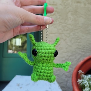 Your Choice of Color - Crocheted Alien Plush with Keychain – 3 Inch Amigurumi Space Friend