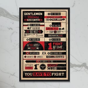 Fight Club Rules List | Fight Club Wall Art-POSTER or CANVAS Wall Art,Unique Wall Decor,Home Decoration