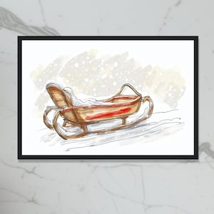Christmas Sleigh  Wall Art | Cute Christmas Wall Art-POSTER or CANVAS Wall Art,Unique Wall Decor,Home Decoration