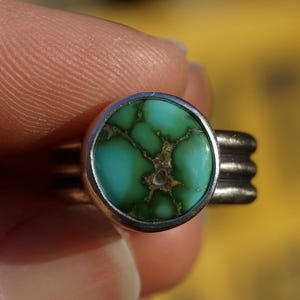 Size 6.25 Turquoise Ring. Round Turquoise Ring. Boho Ring. Recycled Sterling Silver Ring. Silversmith. Handcrafted Ring.