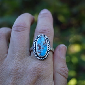 Size 10.5 Golden Hills Turquoise Ring. Twisted Wire Ring. Shadowbox Ring. Horizontal Turquoise Ring. Kazakhstan Lavender Turquoise. Oregon