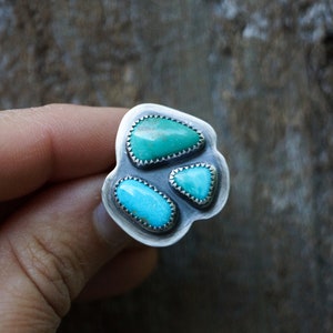 Size 8 Mixed Turquoise Cluster Ring. Turquoise Statement Ring. South Hill Turquoise. Carico Lake Turquoise. Boho Ring. Everyday Ring. Oregon