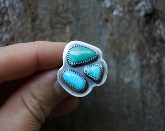 Size 8 Mixed Turquoise Cluster Ring. Turquoise Statement Ring. South Hill Turquoise. Carico Lake Turquoise. Boho Ring. Everyday Ring. Oregon