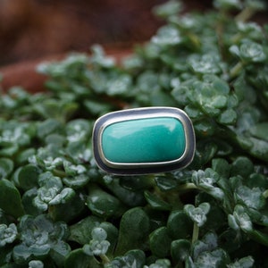 Size 5.75 // Carico Lake Turquoise Ring. Turquoise Ring. Horizontal Bar Ring. Statement Ring. Boho Ring. Recycled Sterling Silver. Oregon image 3