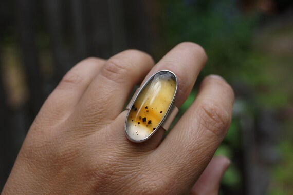 Size 7 Montana Agate Ring. Wide Band Ring. Star Ring. Handmade Jewlery. Star Ring. Silversmith. Montana Agate