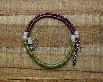 Peridot, Garnet and Rose Quartz Beaded Necklace