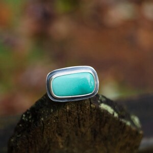 Size 5.75 // Carico Lake Turquoise Ring. Turquoise Ring. Horizontal Bar Ring. Statement Ring. Boho Ring. Recycled Sterling Silver. Oregon image 8