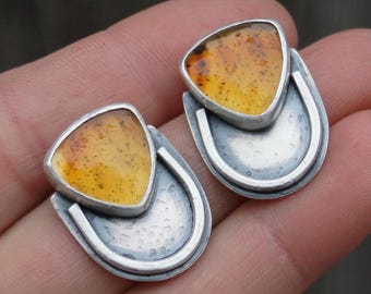 Montana Agate Earrings. Statement Earrings. Handcrafted Earrings. Silversmith.