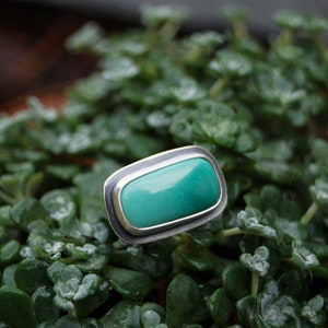 Size 5.75 // Carico Lake Turquoise Ring. Turquoise Ring. Horizontal Bar Ring. Statement Ring. Boho Ring. Recycled Sterling Silver. Oregon image 5