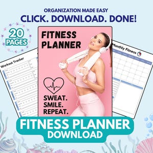 Printable Fitness Planner | 20-Page Workout and Wellness Tracker | Meal, Fasting & Weight Loss Journal PDF