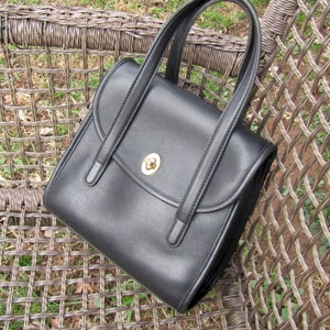 Vintage Coach Bag Belmont in Black Leather Satchel Handbag Purse