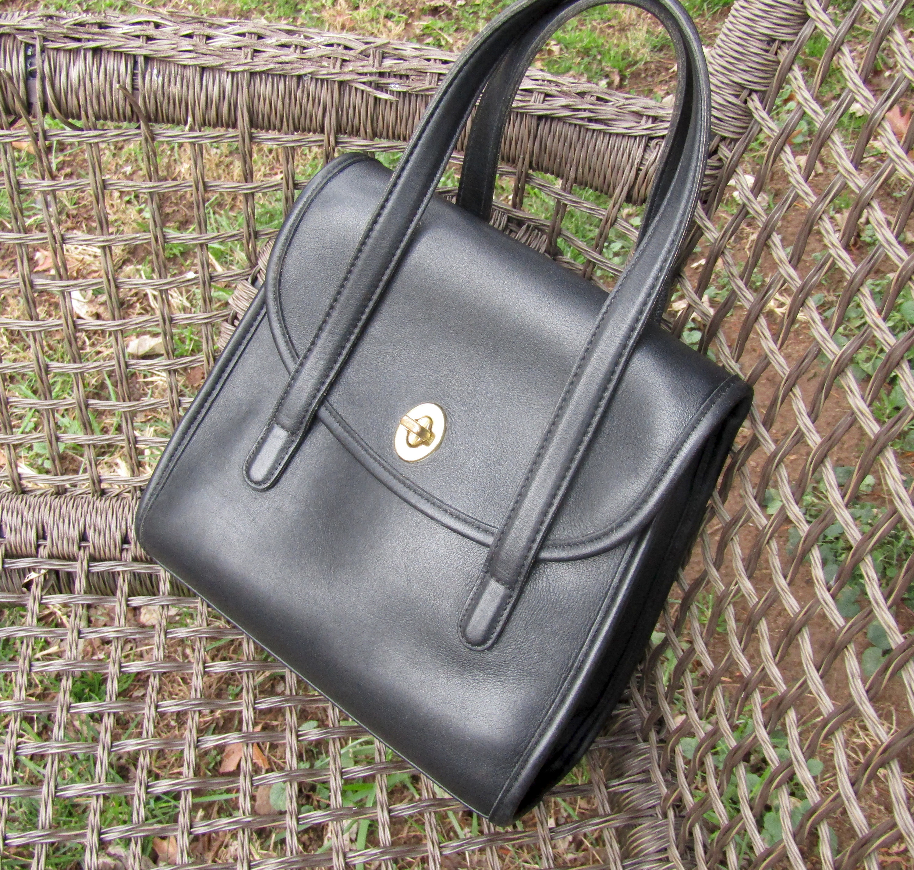 バッグ VINTAGE COACH Belmont Satchel hand bag Vintage Coach Bag Belmont in Black Leather Satchel Handbag Purse