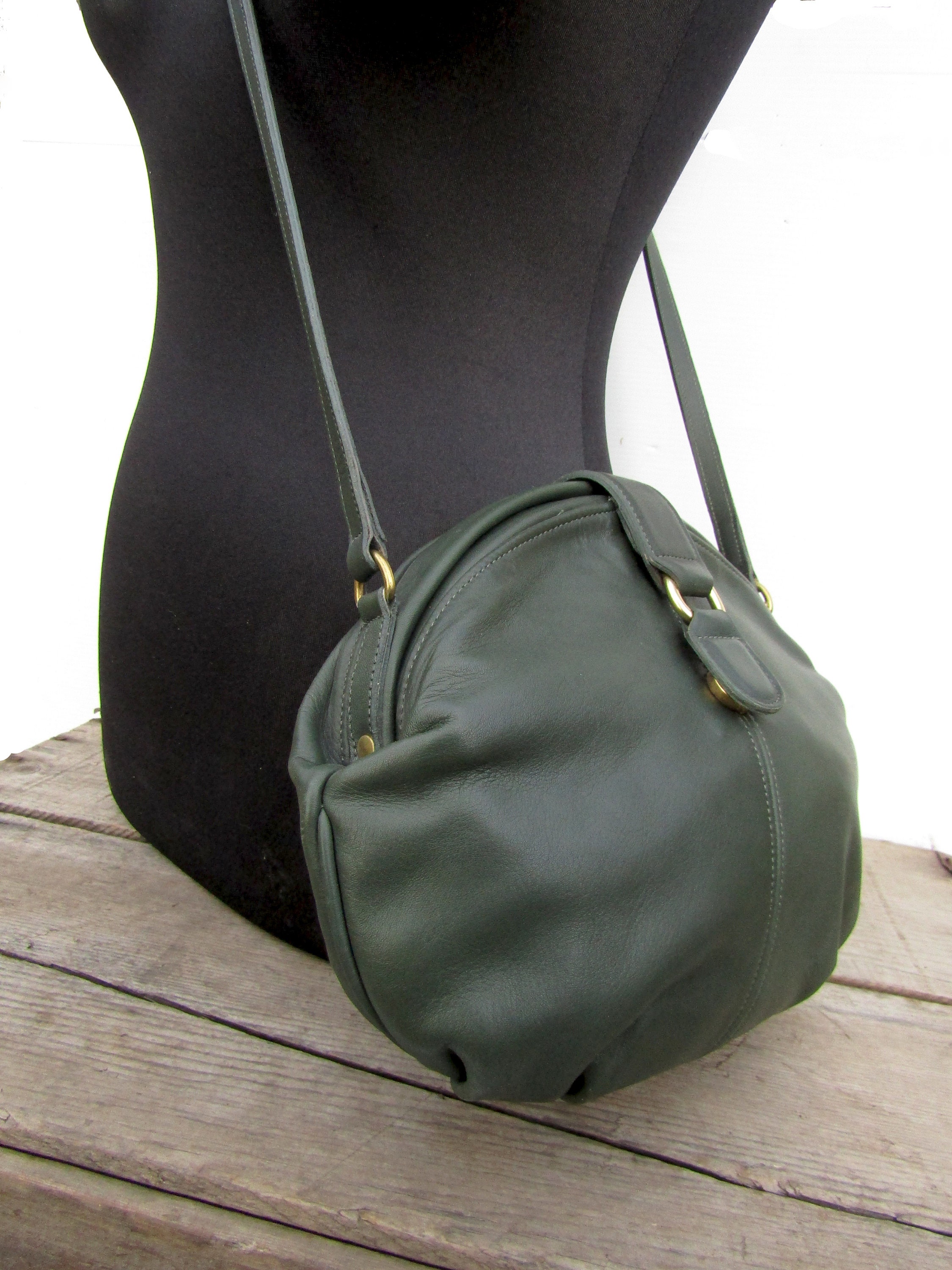 Vintage Coach Bag Laurel Clam Shell Bag in Ivy Green Leather Etsy
