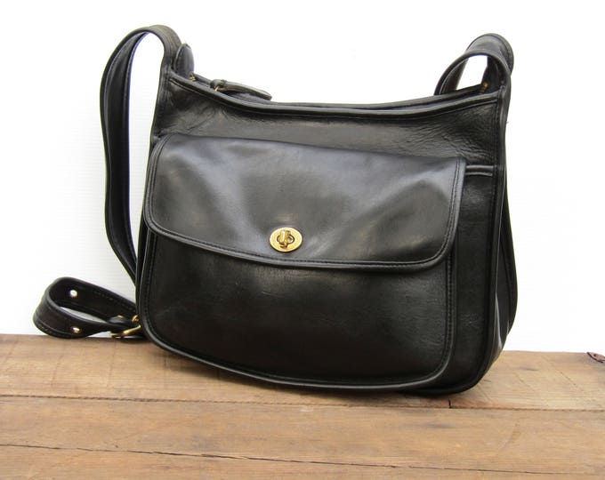 Vintage Coach Bag // Coach Leather Taft Saddle Bag in Black Etsy