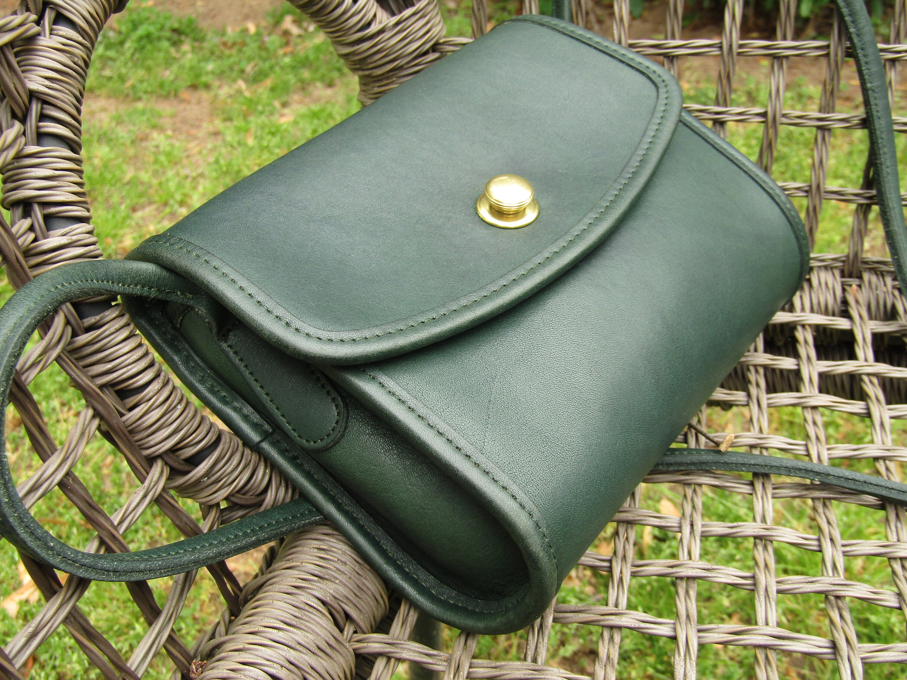 バッグ Vintage Coach Chrystie Bag Green Leather Vintage Coach Bag 