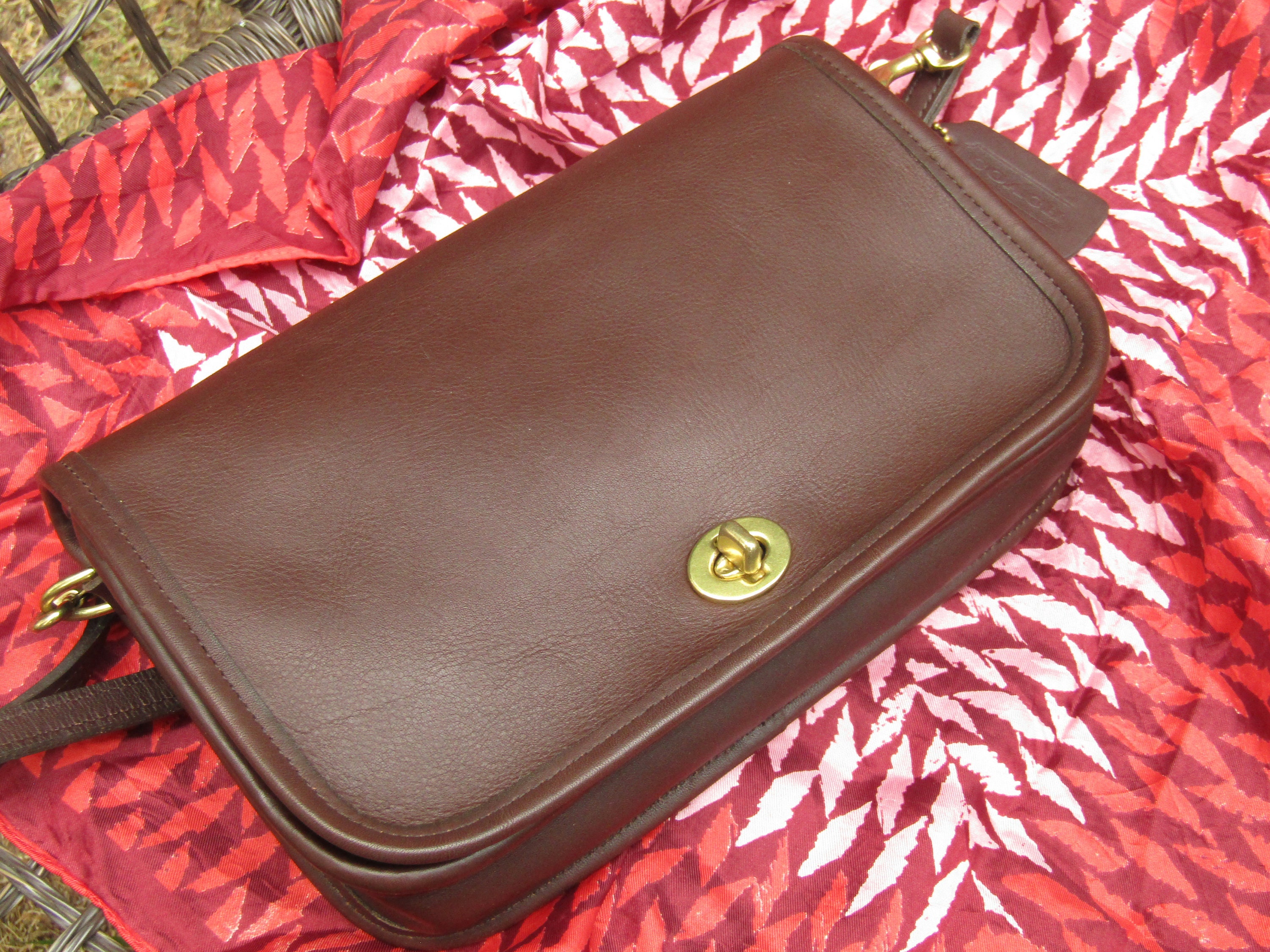 Vintage Coach Bag Penny Pocket Bag in Brown Leather Crossbody 